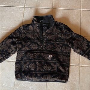 Carhartt Black and Brown Patterned Half-Zip Fleece Pullover